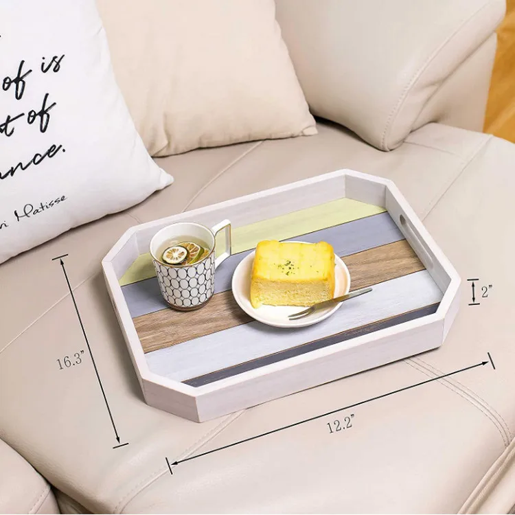 Factory wholesale kitchen antique walnut breakfast wooden tray color wood tray