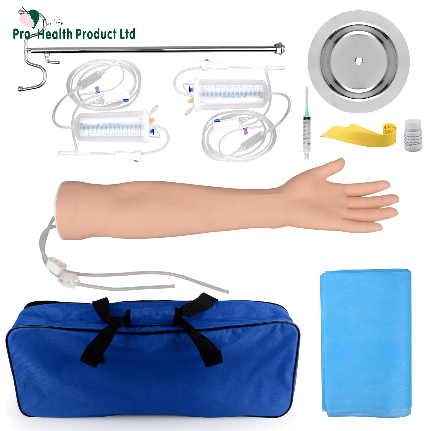 Medical Venipuncture IV Injection Practice kit IV Training Arm with Portable Plastic Stand for Nurse Training Course