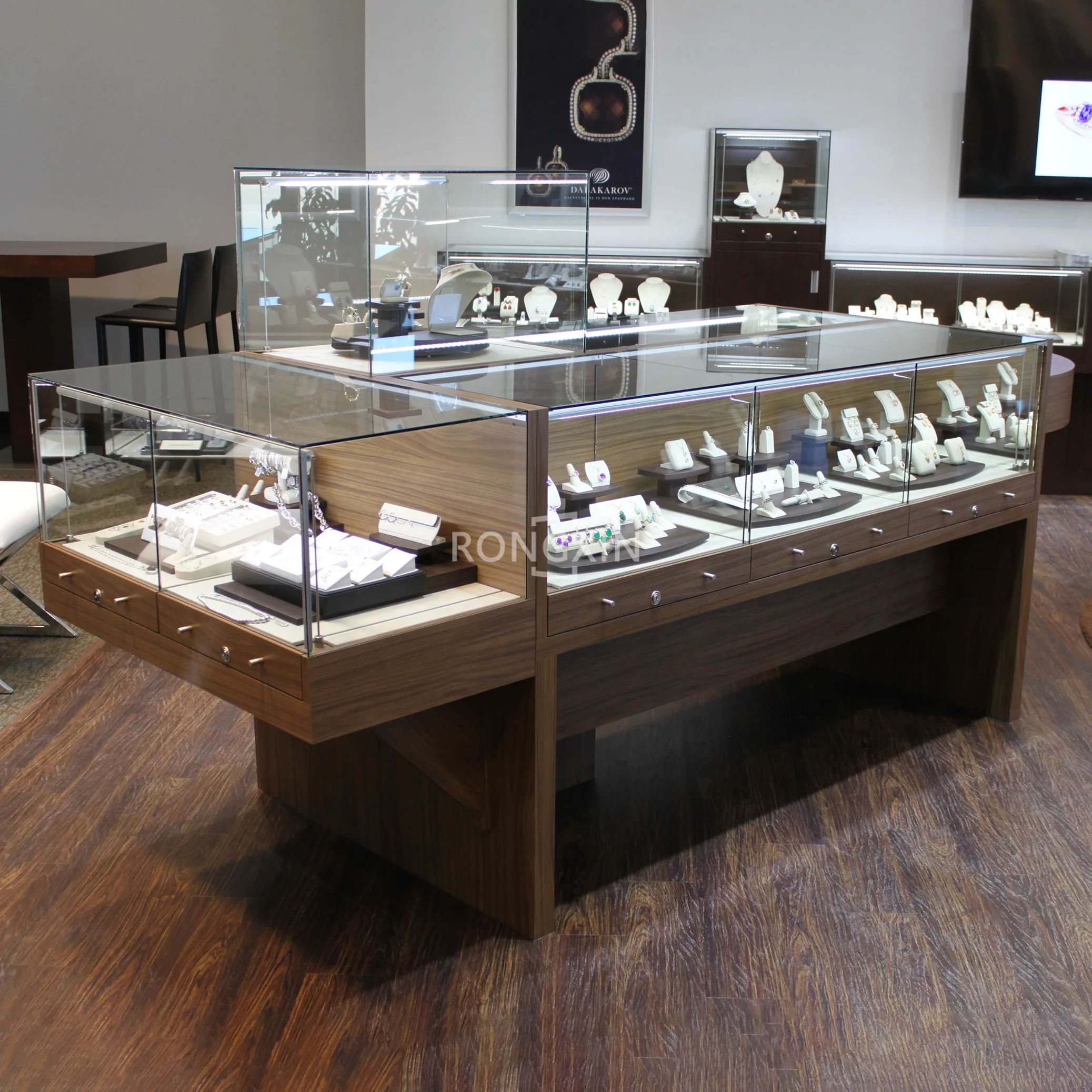 Роскошная витрина для ювелирных изделий на заказ 3d дизайн мебель декор ювелирного магазина