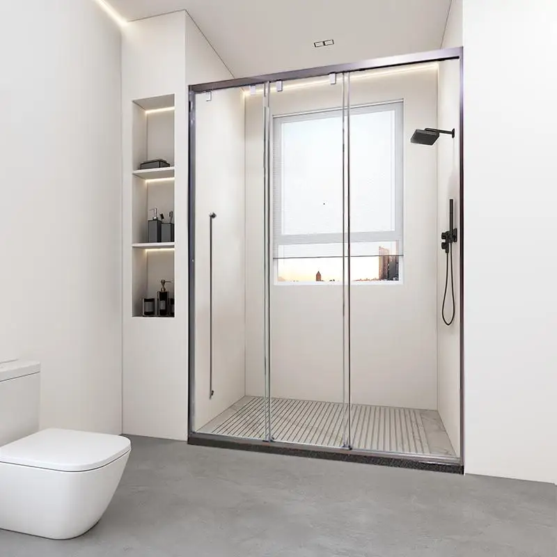 Modern Sliding and Folding Glass Shower Door with Frameless 10mm Tempered Glass and 6mm Tempered Glass Pan for Hotels Bathrooms