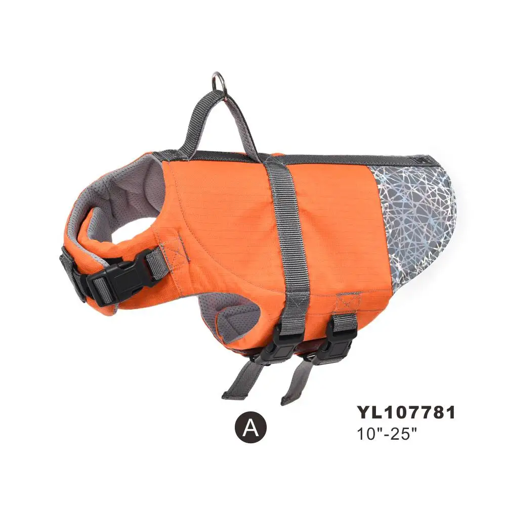 Waterproof Pet Swimming Jacket Reflective Adjustable Dog Harness With Grab Handle