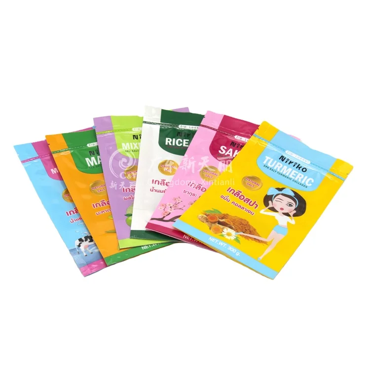 plastic bath salt packaging bag stand-up zipper plastic bag for natural ocean sea salt packaging