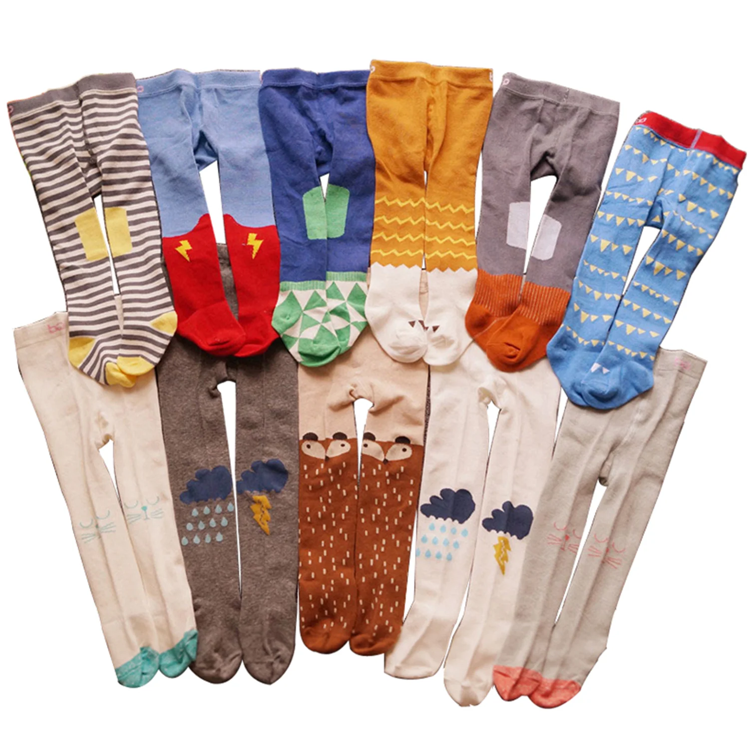 Customized breathable children socks elastic cotton cute pantyhose designer kids tights