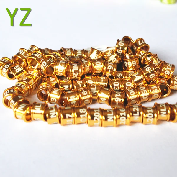 Gold Straight Aluminum Rings Customized Pigeon Rings Bird Rings