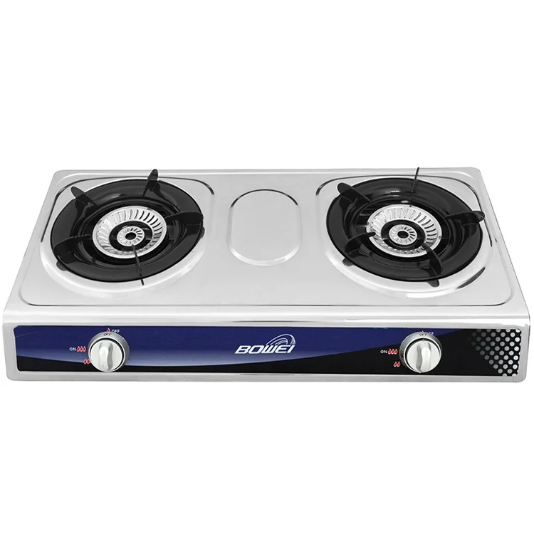 Energy saving blue flame household kitchen blue flame electric ignition 2 burner table top gas stove