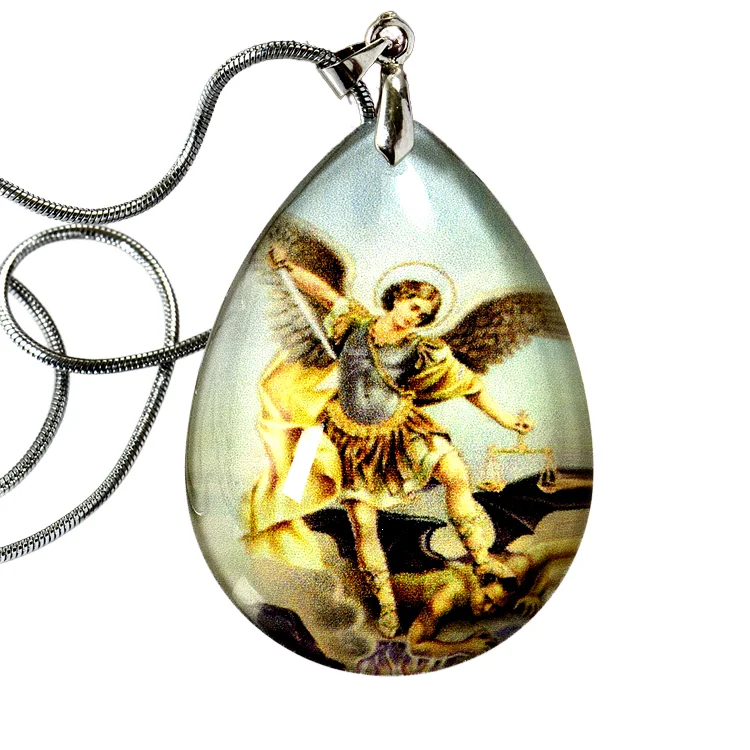 2024 Hot Sale Christian jewelry Crystal Religious Christ Virgin Mary Photo Charm Necklace jesus jewelry for Christian