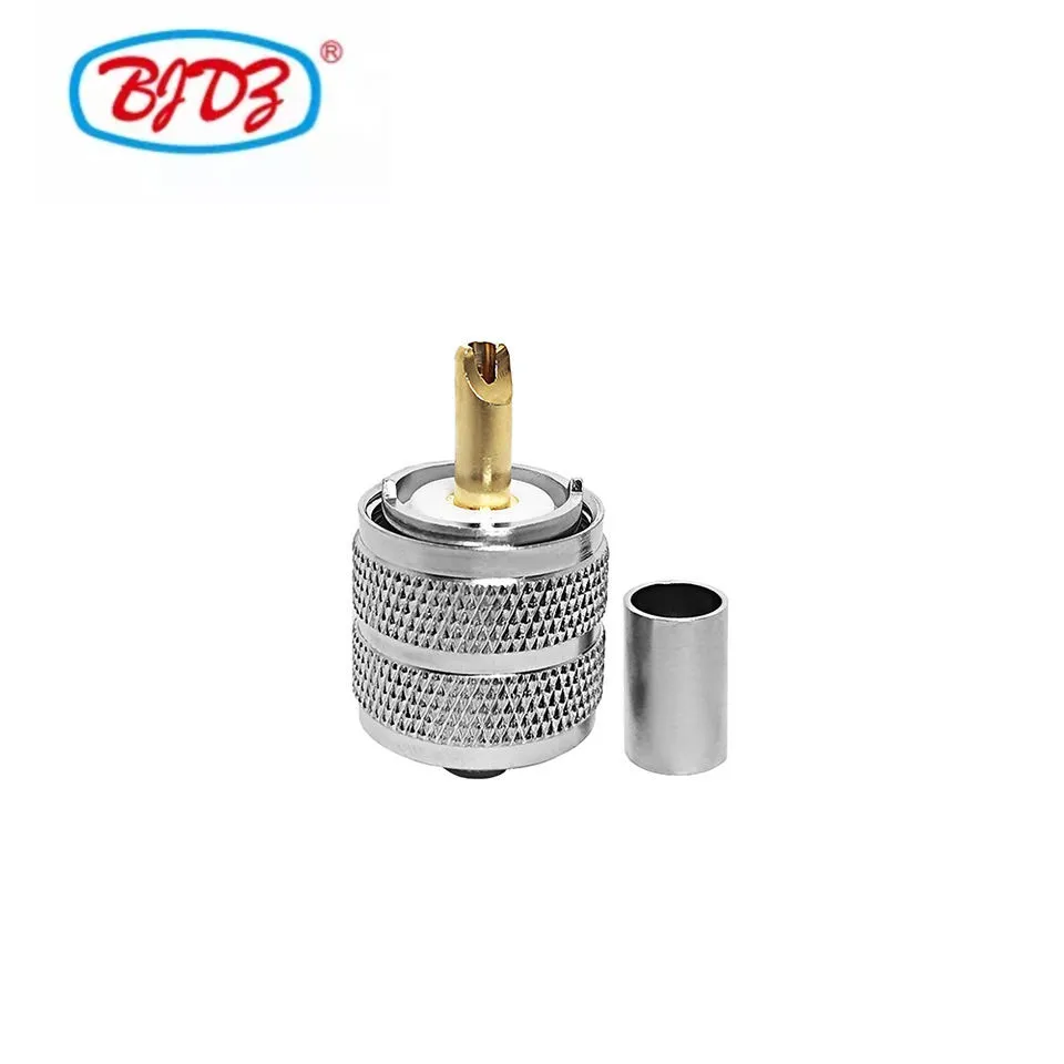 Factory supply UHF PL-259 male Plug crimp connector for LMR240 H-155 LMR-240 RG59 RG8X 4D-FB cable RF Coax Coaxial connector