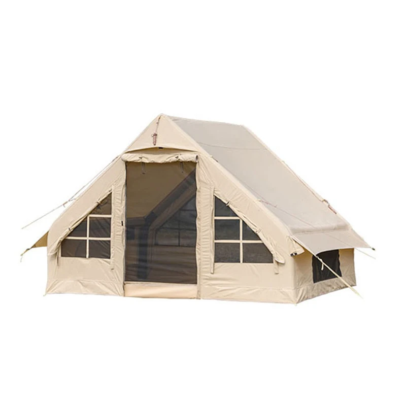 Multi Air Tent Outdoor Portable Tourist Canvas 5 People Camping House Thickened Rainproof Automatic Cotton Inflatable Tent