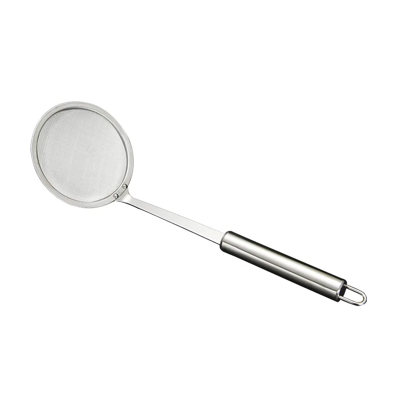 304 Stainless Steel Round Fine Mesh Strainers with Wooden Handle Kitchen Cooking Tool Strainer Set Oil Skimming Filter