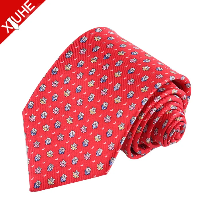Handmade Fashion Design Men Tie Cartoon Pattern Silk Necktie Custom Printed Silk Men Ties