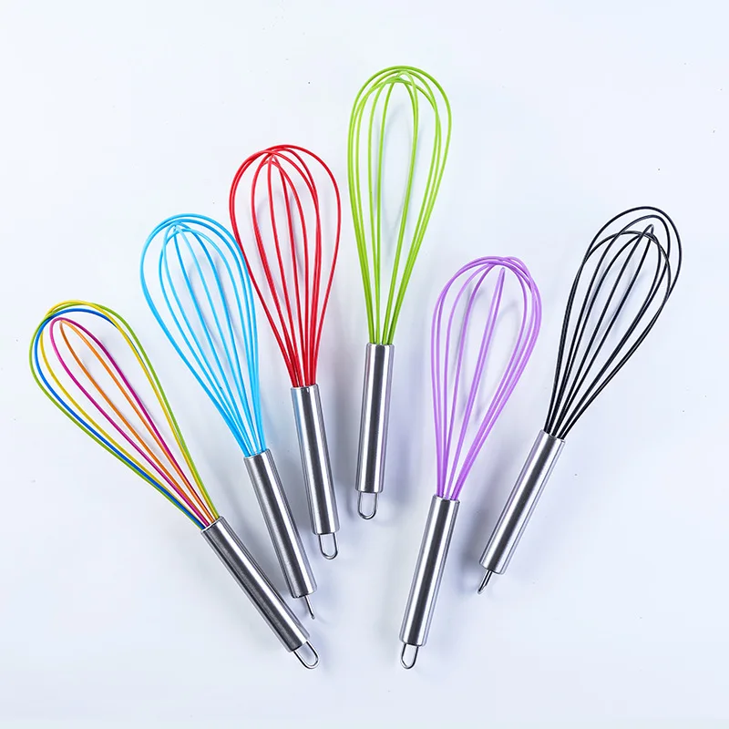 8 дюймов, 10 дюймов, 12 дюймов, силиконовый провод, ручной венчик для яиц, венчик, венчик с ручкой из нержавеющей стали, кухонная утварь для мигания, перемешивание