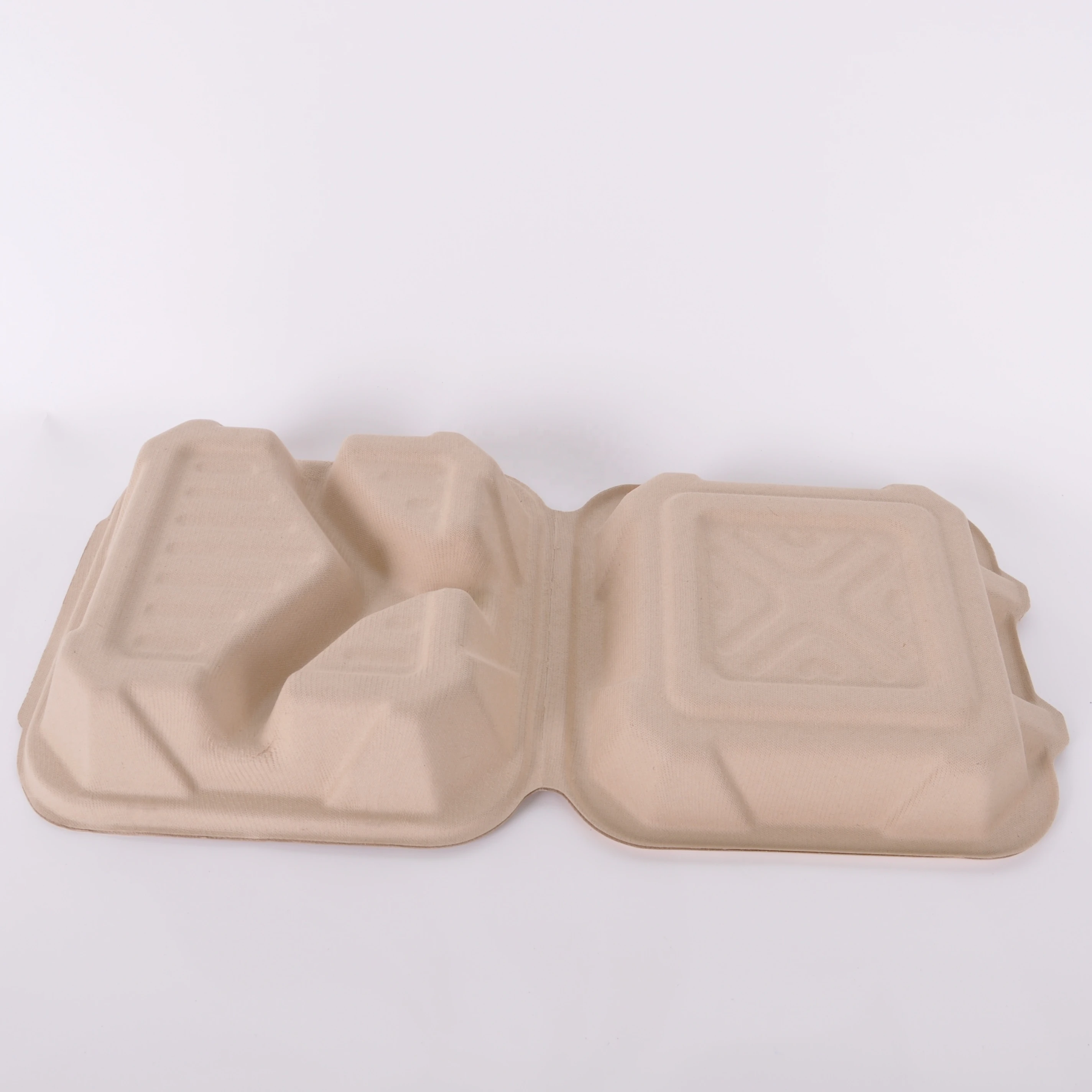 Salad box 3-compartment eco-friendly disposable bagasse takeout bento box food container