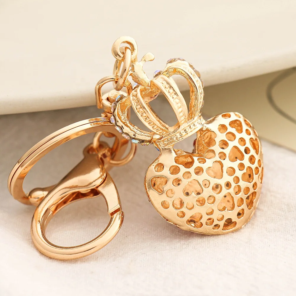 wholesale 2022 Crystal Rhinestone Heart Love Tassel Keychain Handbag Key Ring Heart Sparkling Charm Keychain