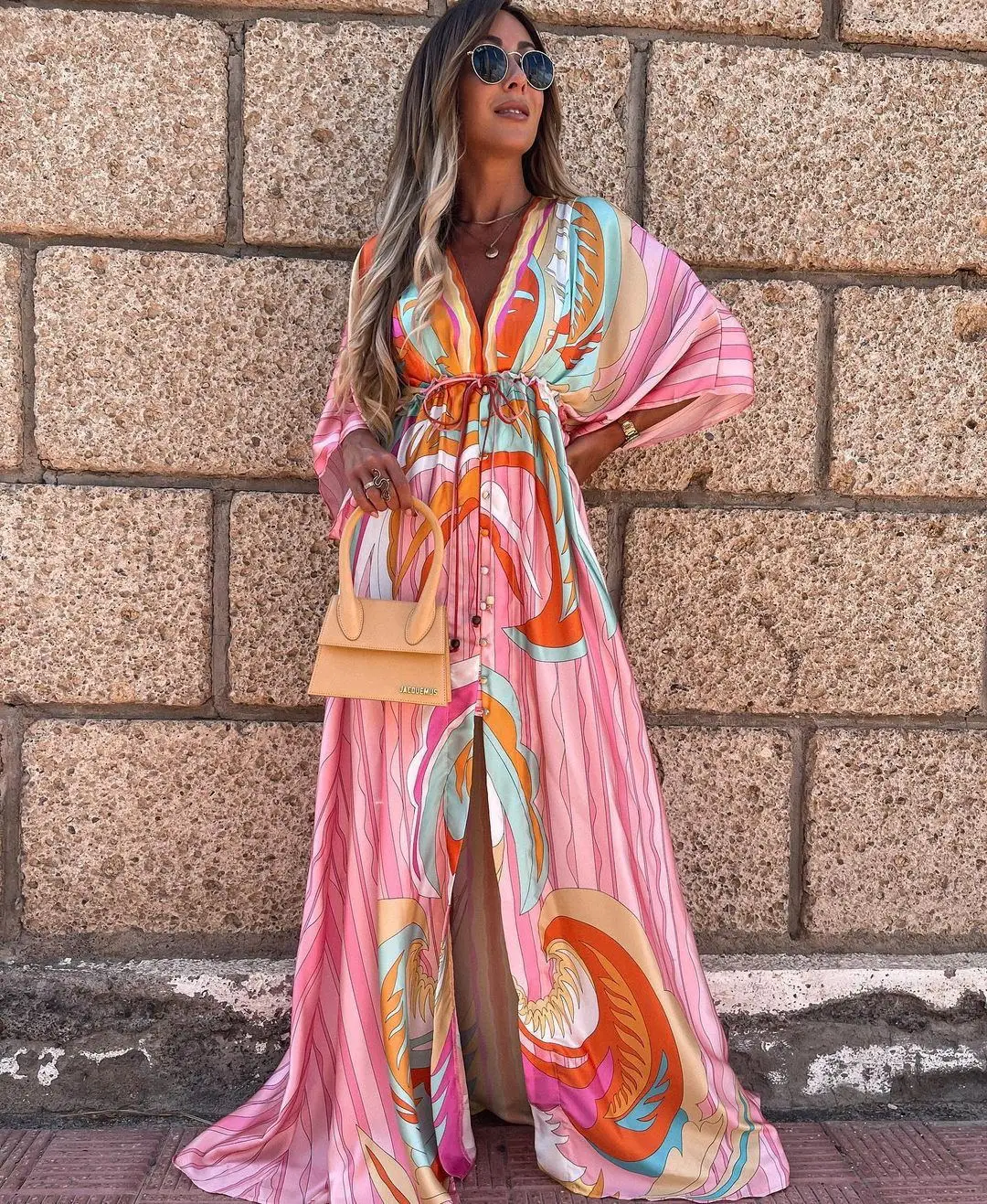 Beach Boho Maxi Dress Summer Fashion Long Loose Party Sundresses For Women Elegant Button Elastic Spring Slit Dresses