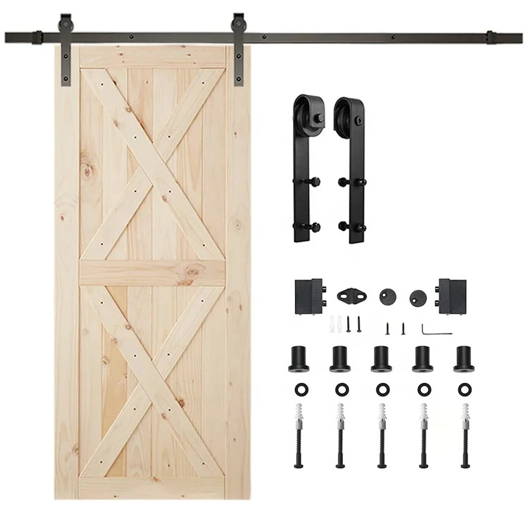 Interior 72 X160 Stainless Steel Ceiling Pine With Handle Wood 4 Sliding Barn Door