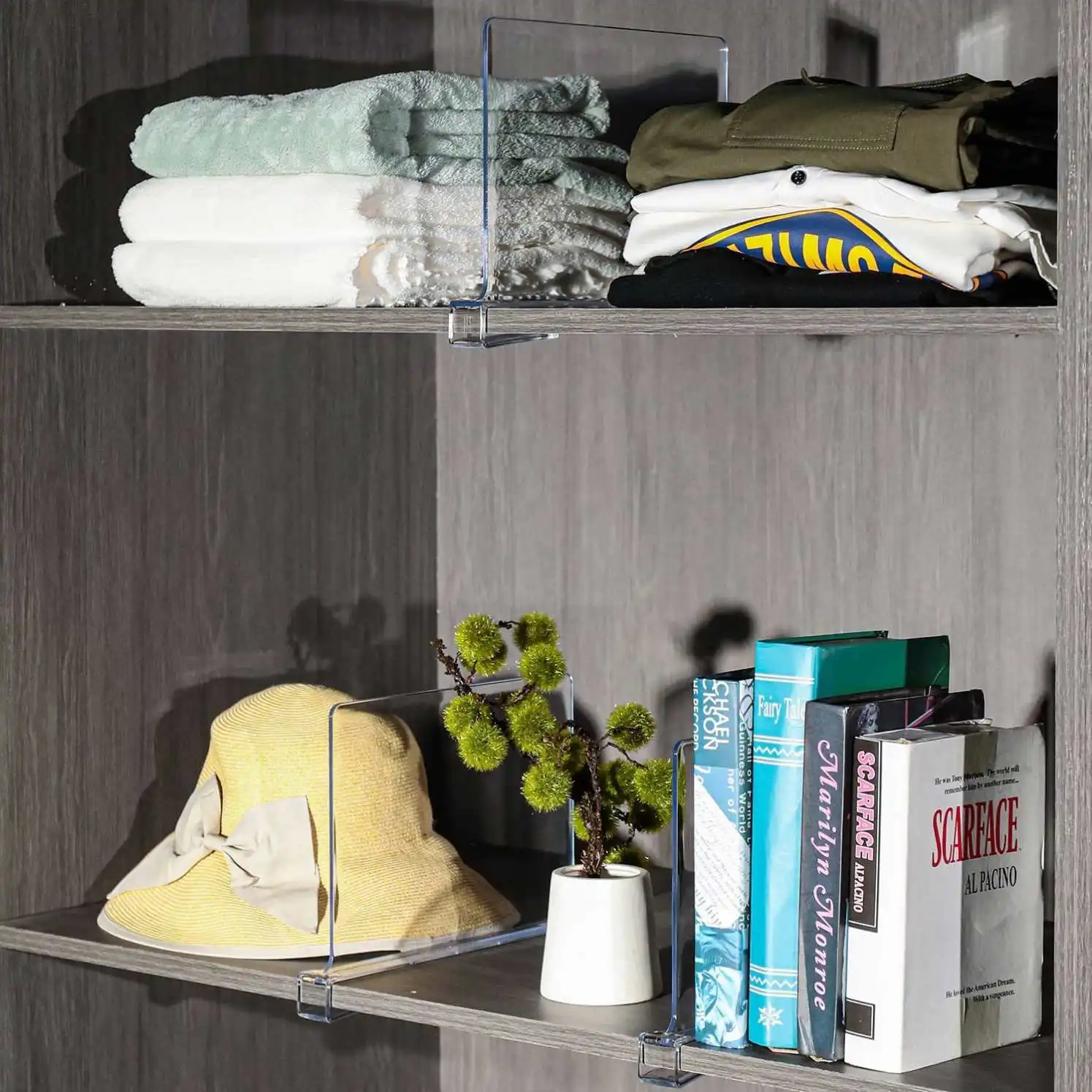 Hot Sale Wood Closets Shelf Divider Acrylic Closet Separator Plastic Shelf Dividers for Closet Shelves Organizer