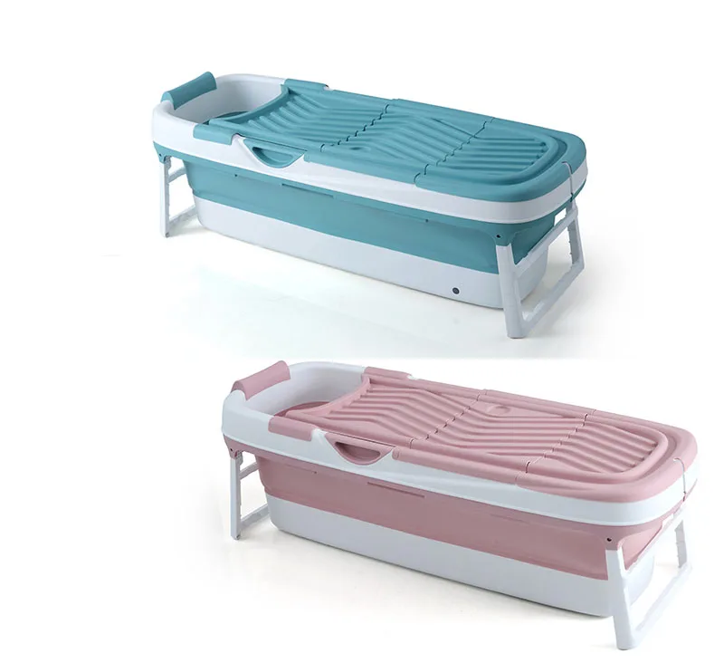 Hot 158CM Extended Bath Tub Portable Folding Bathtub PP TPE Plastic for Adult with Massage Base and Cover Optional