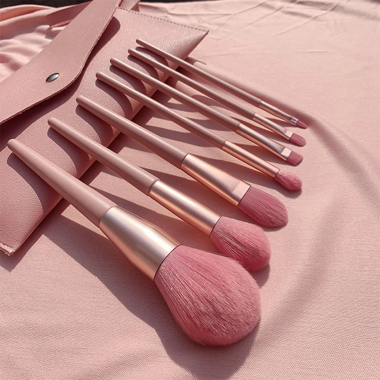 7Pcs 12Pcs private label pink powder eyeshadow brush makeup brush set with PU bag