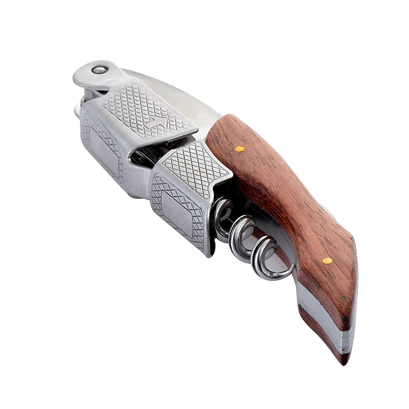Stainless Steel Metal Funny Wine Opener with Wood Handle
