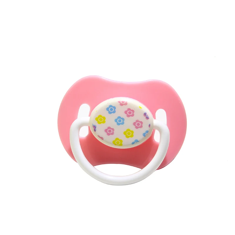 Fashion Cartoon Orthodontic Silica Gel Pacifier Teat with PP Handle Flat Nipple