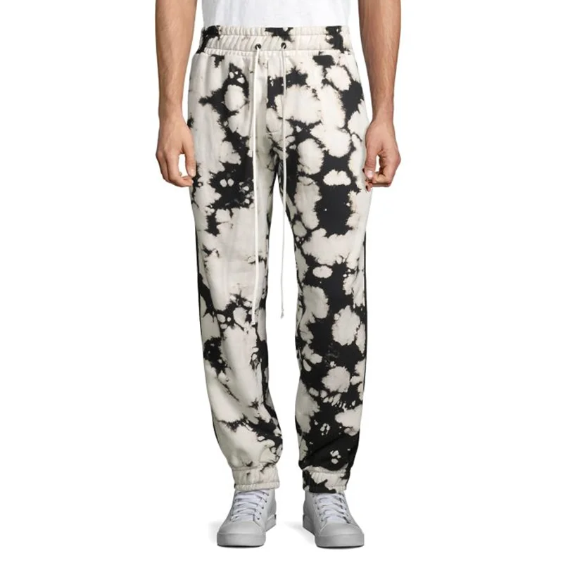 cotton acid wash tie dyed men long casual sweatpants track pants