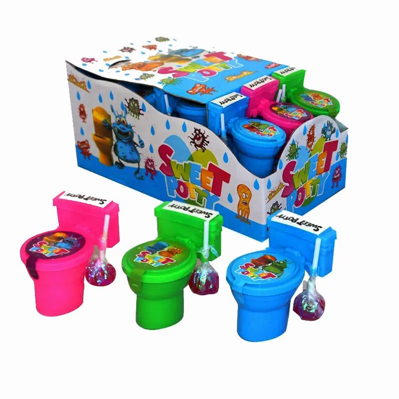 Hot Sell Fancy Toys Funny Toilet Shape Toy Lollipop Candy  With Fruit Sour Powder Candy