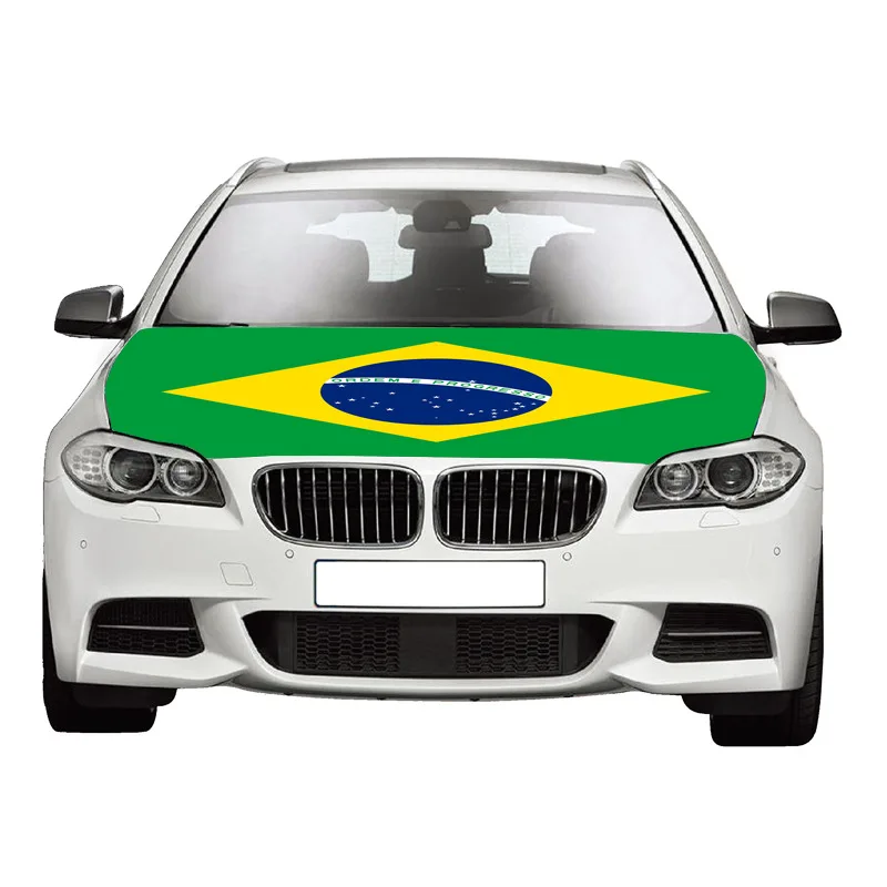 Customized logo and country flag printed elastic car hood flag