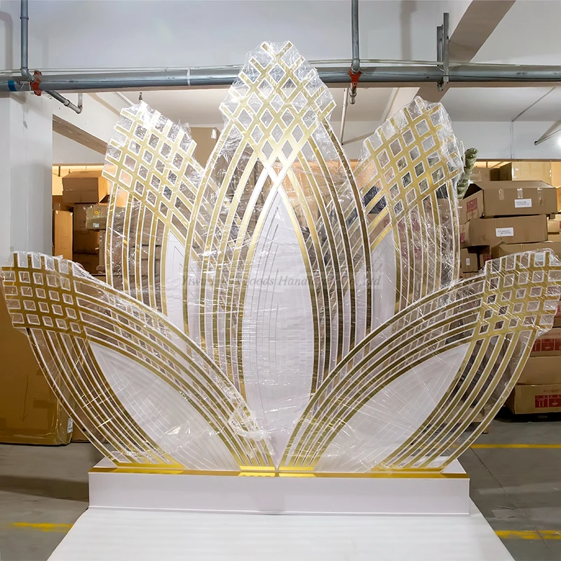 LS20191205-24 stage decoration lotus flower shape acrylic backdrop for wedding party event decoration