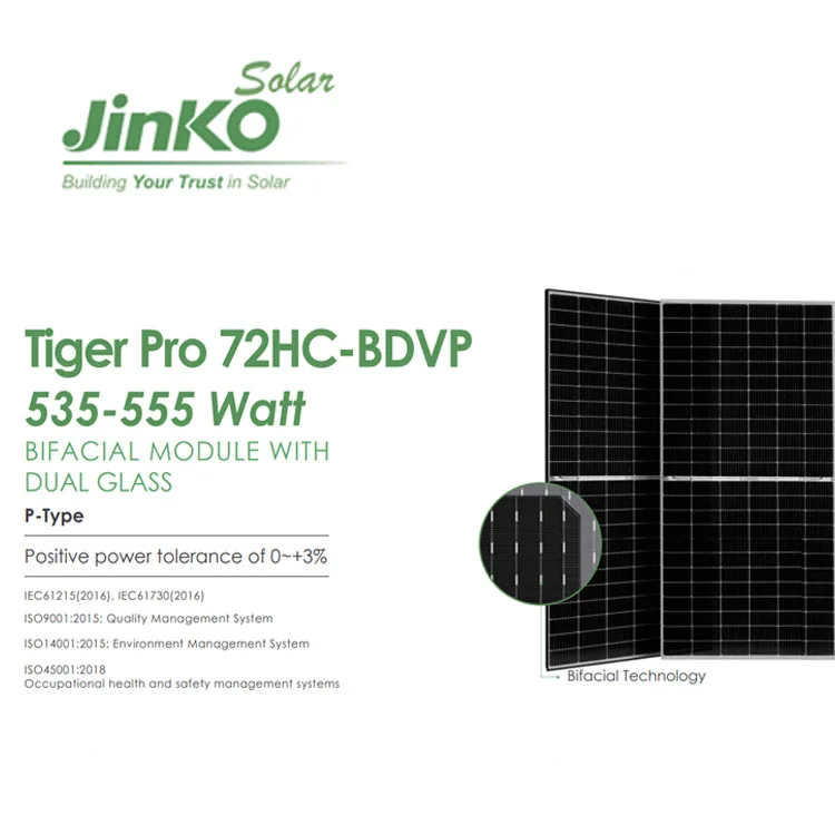 Высокоэффективный Jinko Tiger PRO 72hc-Bdvp 535 Вт 540 545 550 555 бифациальный модуль двойная стеклянная солнечная панель
