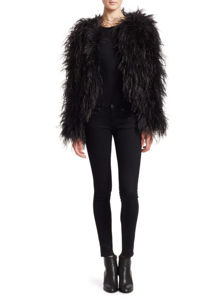 YR1113 Factory Direct Winter Ostrich Feather Fur Coat for Women