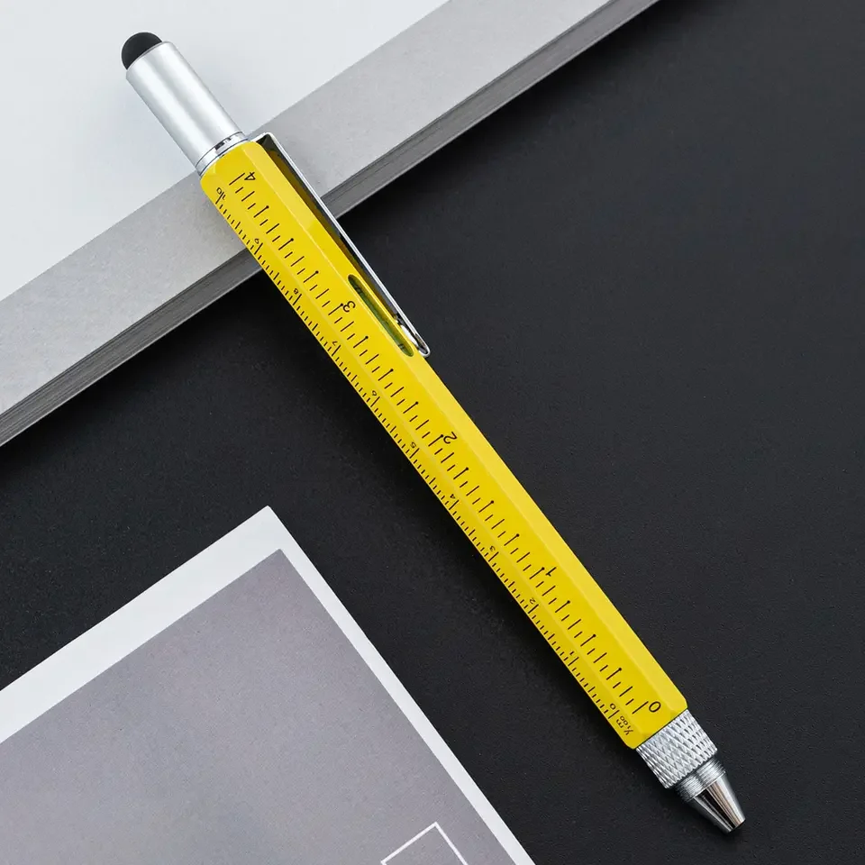 OEM Custom Logo 9 in 1 Multi tool Pen Gift With LED, Stylus, Level, Screwdriver,Bottle Opener,Light