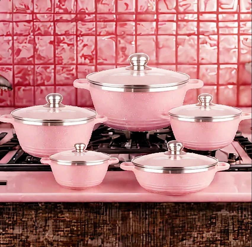 Cookware Set Cookware Kitchenware and Cookware with Glass Lid Professional Stainless Steel 10pcs Metal Minimalist Aluminum Alloy