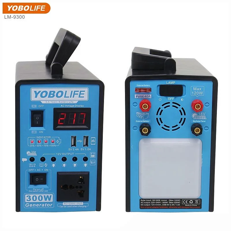 Portable Solar Lighting System Outdoor Multi-Device Power Bank AC Outlet for All Devices 240Wh 300Watt Solar Panels