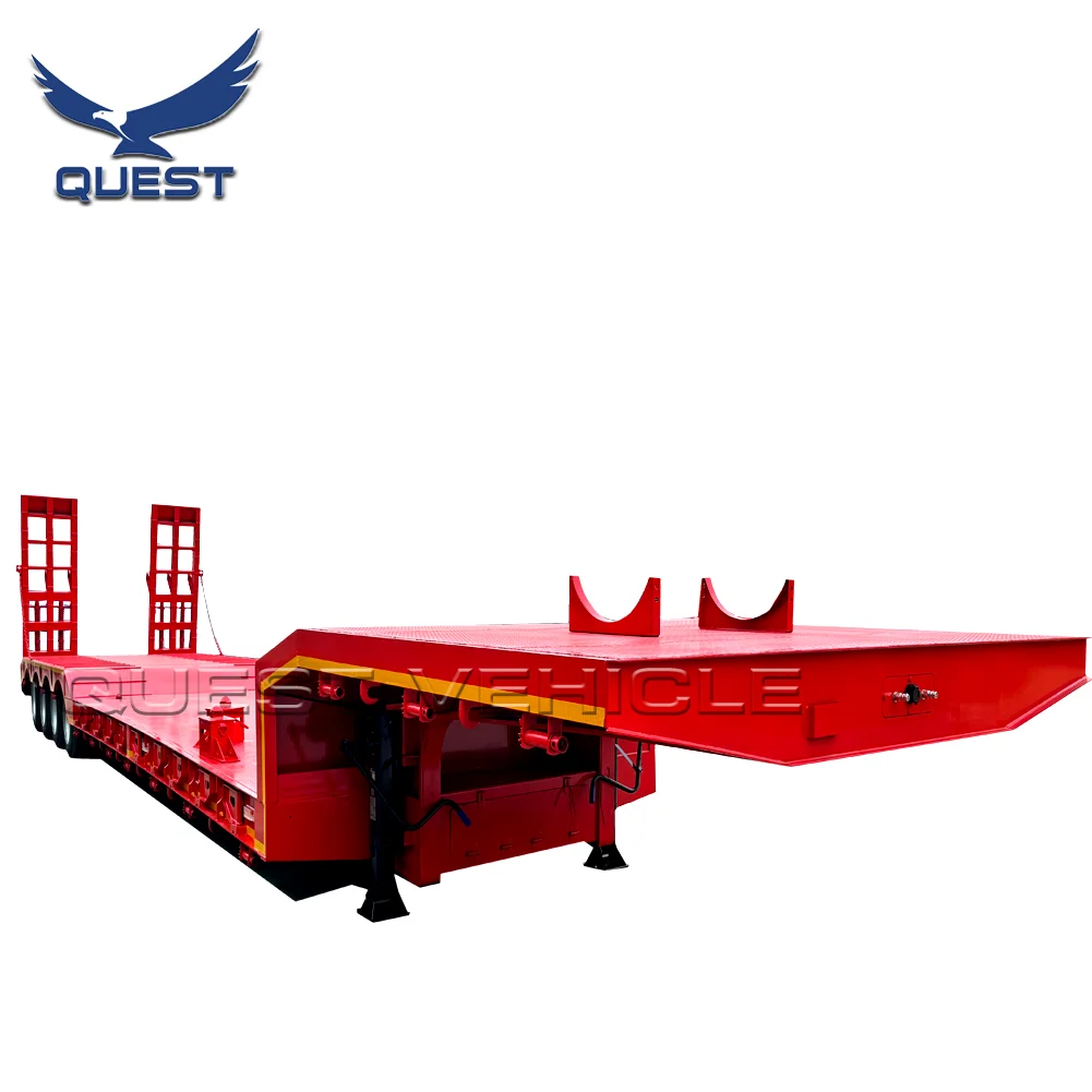 High Quality 4 Axles 70-80 Tons Low Bed Truck Semi Trailer Heavy Machine Truck Trailers