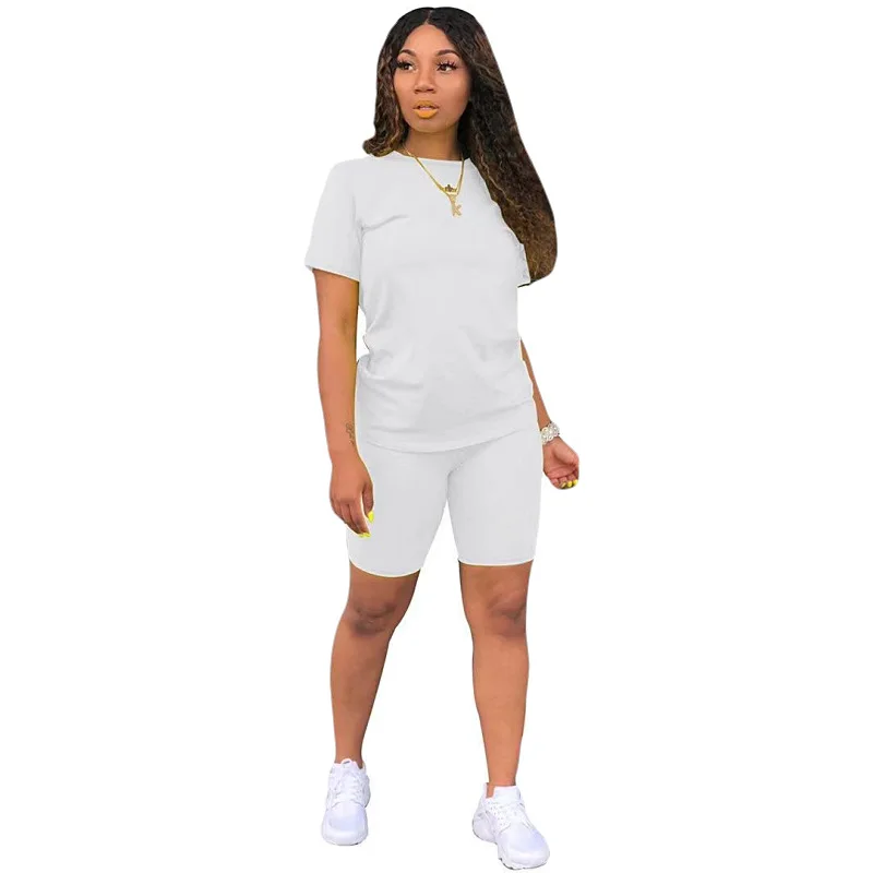 New Arrive Summer Hot Sell 7colors Women Casual Two Piece Blank Short Tracksuits Outfits 2 Piece Jogger Set