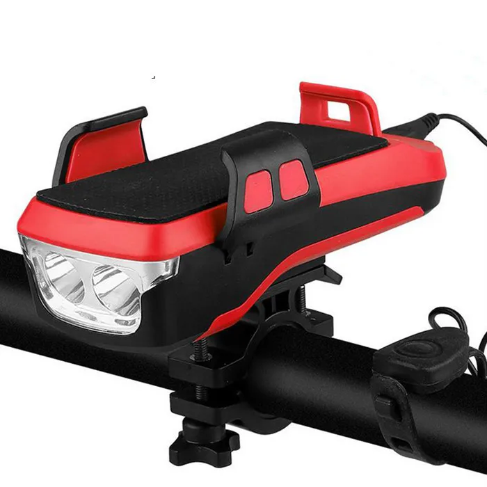 4 Modes Bicycle Light Cycling Phone Holder Bike Headlight Mobile Phone Bracket USB Rechargeable Bicycle Holder Front Lamp