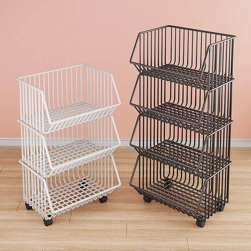 Iron Metal Rack Foldable Food Storage Bins With Handles Wire Basket  Kitchen Wicker Basket Storage