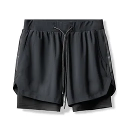 Custom Logo 2 In 1 Lined Sports Mens Shorts Gym Running Jogger Shorts Athletic Mens Gym Shorts For Men