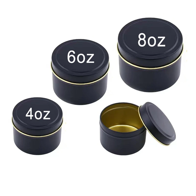 Wholesale 2oz 4oz 6oz 8oz Empty Round Rose Gold Matte White Black Seamless Metal Container/Jar/Can Candle Tins