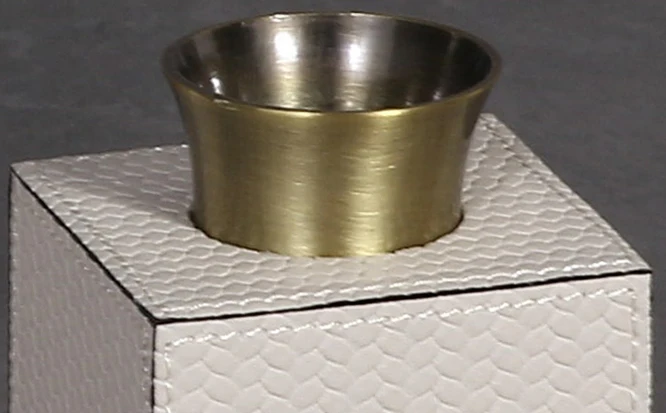 M3-301wholesale handmade Custom Logo Luxury Container milky White leather brass Candle Jars With Lid For Candle Making