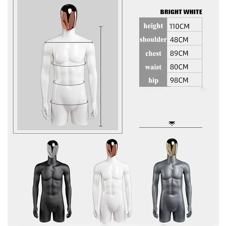 XINJI Golden Face Mannequin Male Torso Upper Body Fashion Mannequins Dummy Models