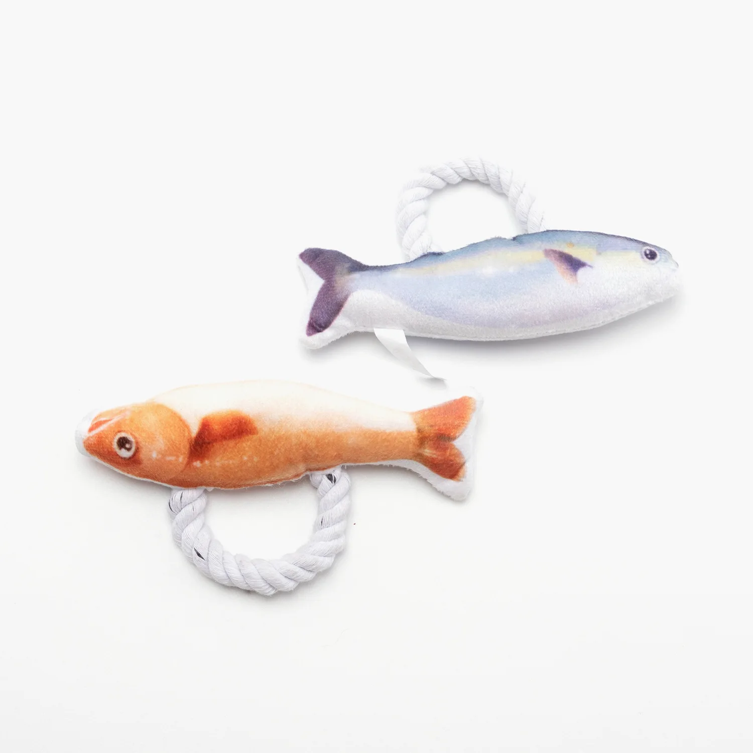 Custom Squeaky Dog Stuffed Animal Plush Toys Interactive Soft Cat Fish Toy Durable Pet Chew Toys with Cotton Rope