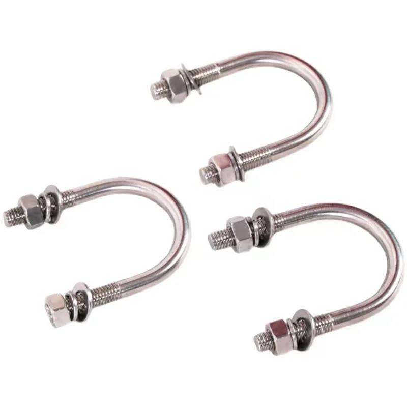 Stainless Steel 304 316 Pipe Clamp Bending Truck Boat U Bolts with Hex Nut Washer zinc Carbon Steel U bolt For leaf spring