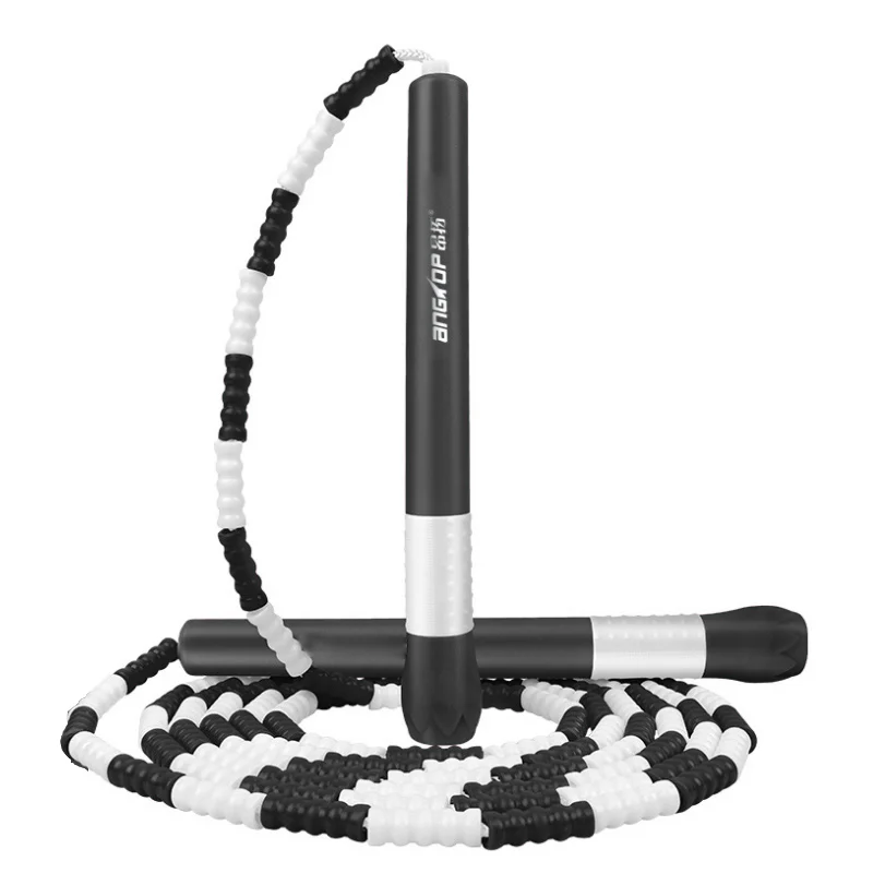 Rope skipping single adjustable Beaded plastic handle soft bamboo grain pattern jump rope