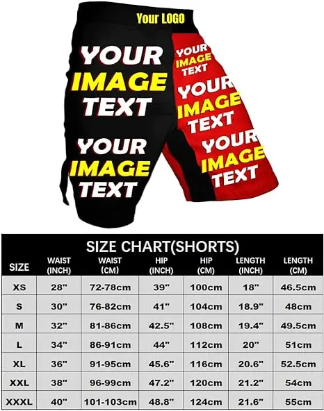 Custom design men and women mma shorts sublimation 100% polyester fabric fight shorts mma jiu jstu kickboxing shorts