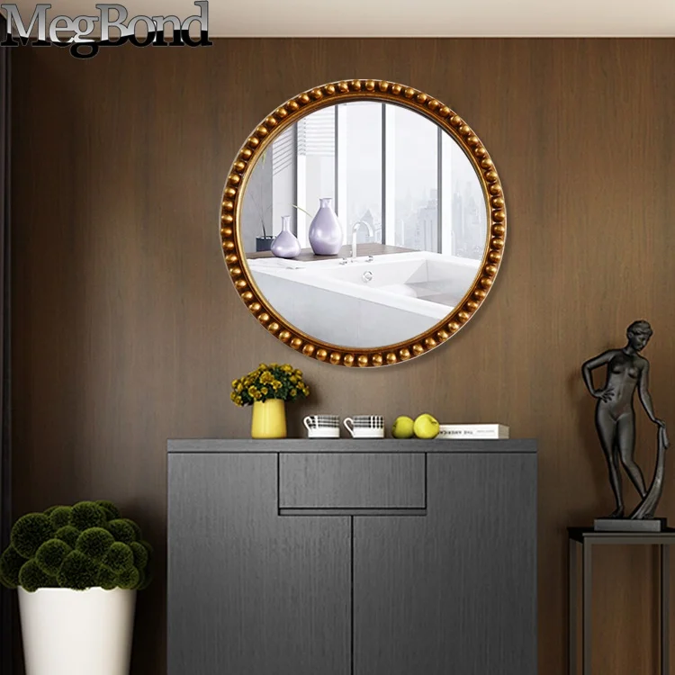 Античное Золотое круглое или овальное настенное зеркало для