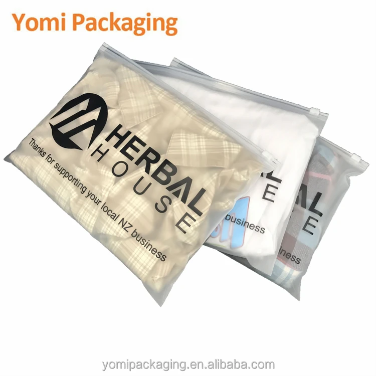 Wholesale Custom Logo Frosted Plastic Bag Clothes Zip Lock Self Sealing Bag Clothing Packaging Frosted Zipper Bags With Logo