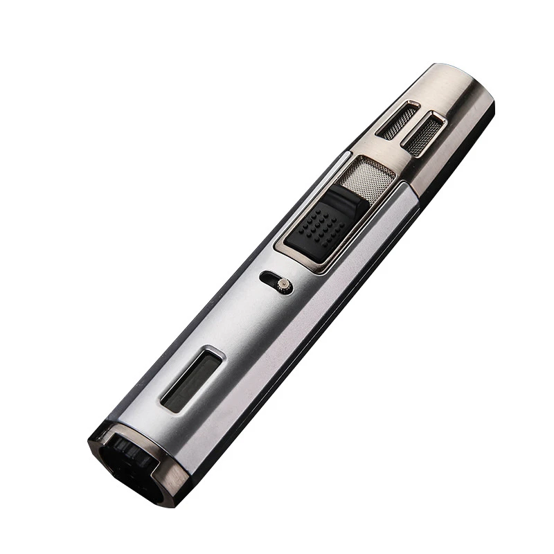 Многоразового бутан факельная зажигался Регулируемый двойной пламени Газовая зажигалка сублимации зажигалки многоцелевой для гриля барбекю кемпинг