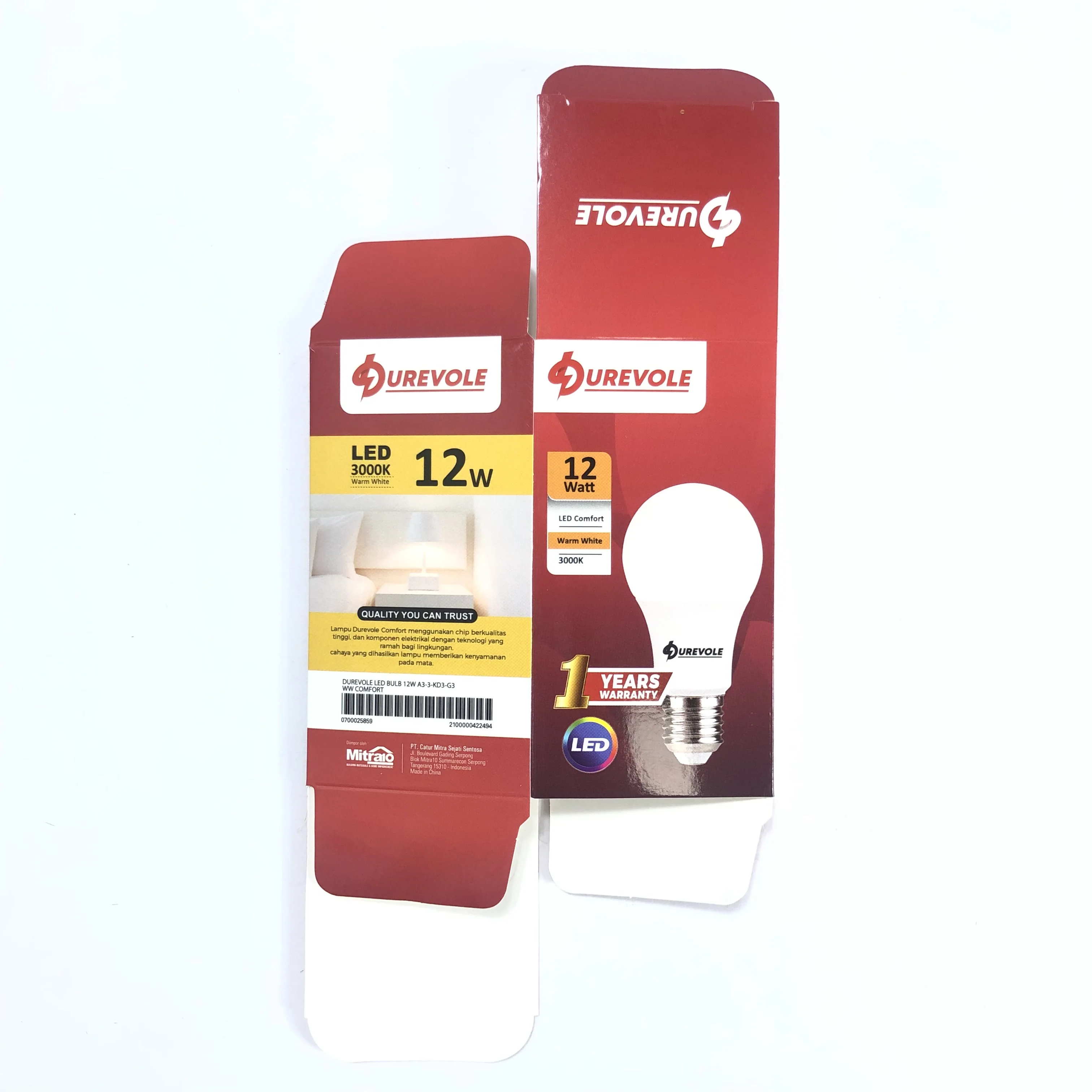 12 watts Custom design eco-friendly material packaging boxes for light bulb electrical products