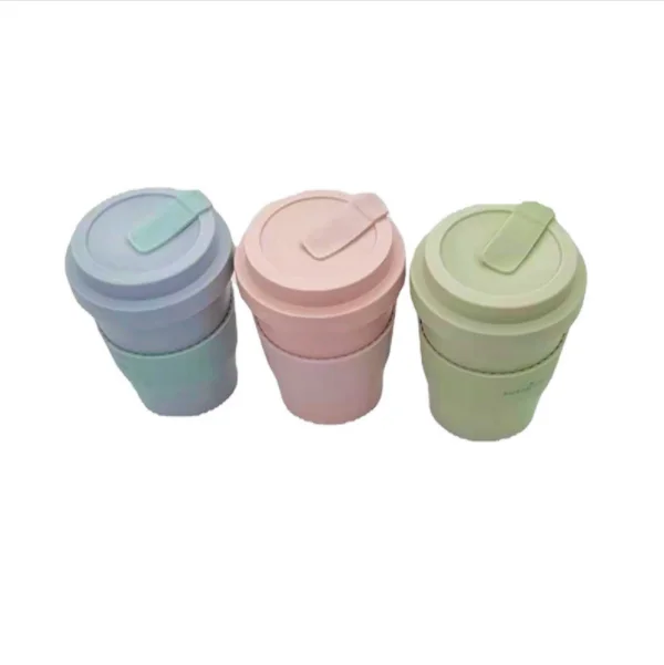 Wholesale eco friendly travel custom bamboo fiber reusable coffee cups disposable with lid